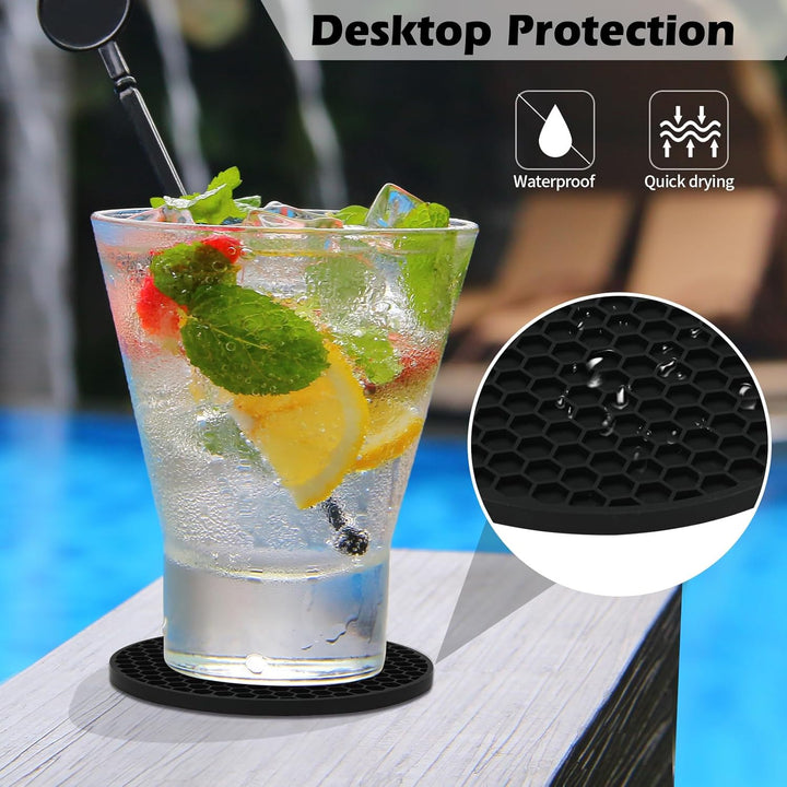 Silicone Coasters Set of 8 with Holder