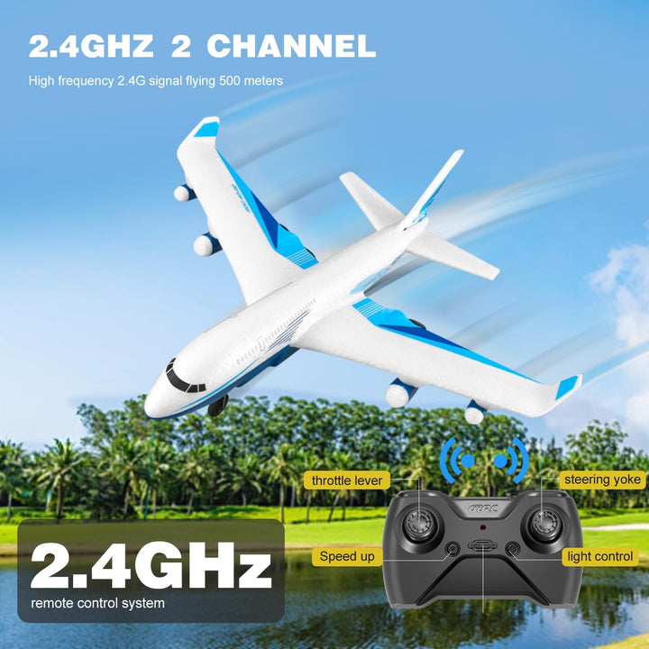 Remote Control Airplane for Kids Boys , G2 Remote Control Plane Jet for Beginners Adult, Ready to Fly Airplane with One Key Aerobatic LED Light, RC Plane for Kids, 2 Battery