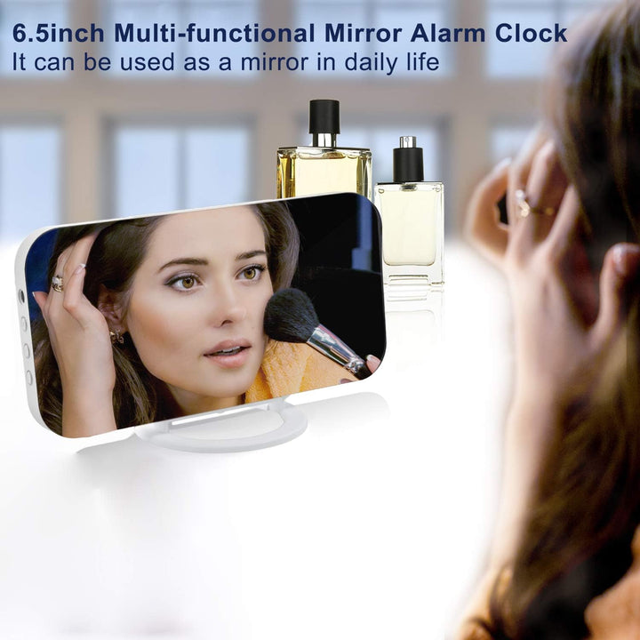 LED Mirror Alarm Clock - White