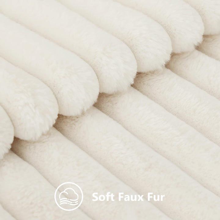 Faux Fur Striped Pillow Covers Set of 2