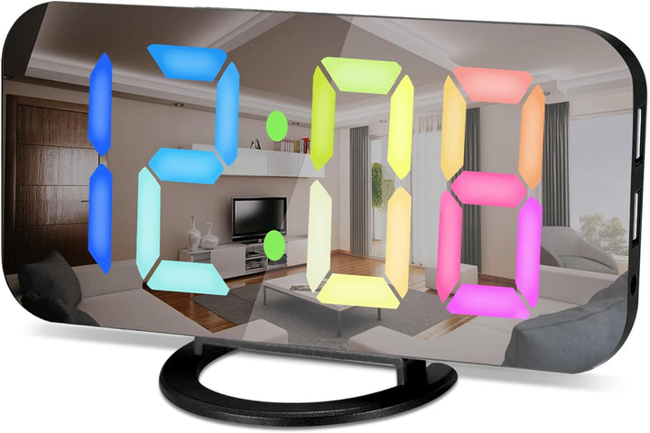 LED Mirror Alarm Clock - White