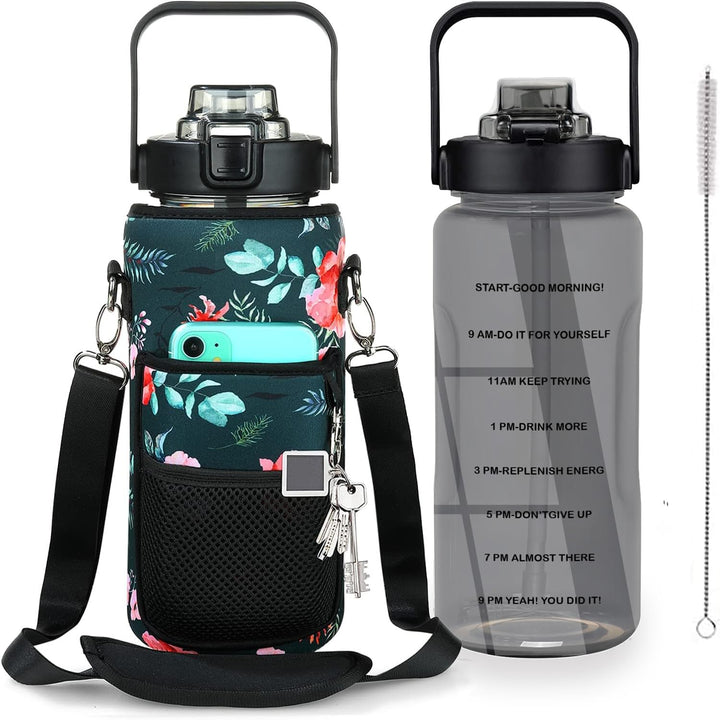 64oz Motivational Water Bottle with Sleeve