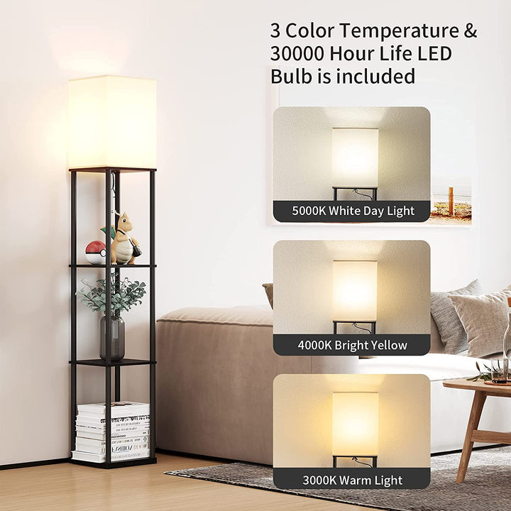 Modern Shelf Floor Lamp - Black