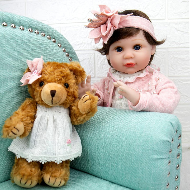 Reborn Baby Dolls Girl, 22 Inch Lifelike Realistic Silicone Baby Girl Doll That Look Real Packaged with Feeding Toy Accessories Set,Gift for Grandma and Kids 3+