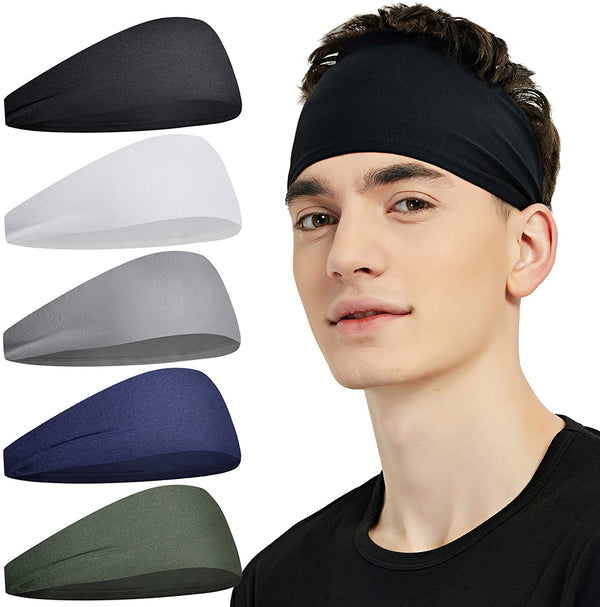 5-Pack Moisture Wicking Headbands for Men