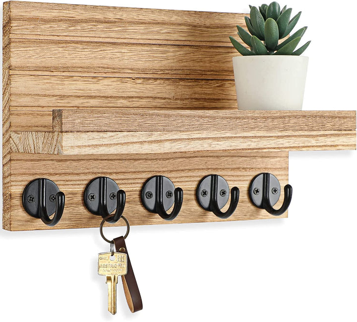 Wall Key Holder with Shelf & Hooks
