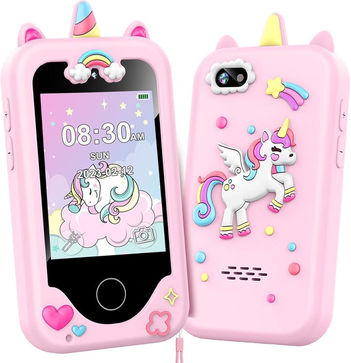 Kids Smart Phone for Girls, Christmas Birthday Gifts for Girls Age 3-10 Kids Toys Cell Phone, 2.8" Touchscreen Toddler Learning Play Toy Phone with Dual Camera, Game, Music Player, 8GB Card Purple