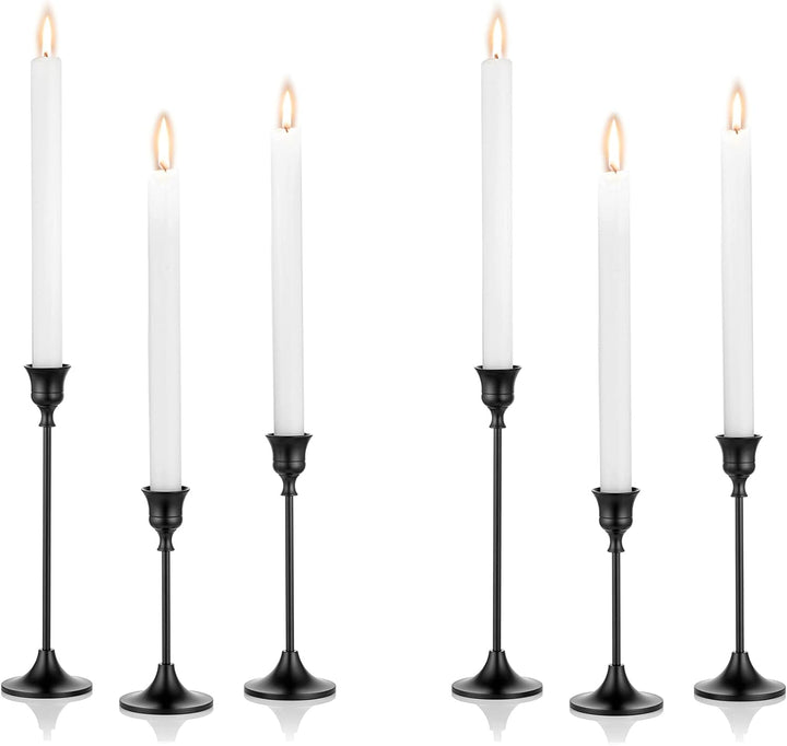 Gold Brass Taper Candle Holders Set (3)