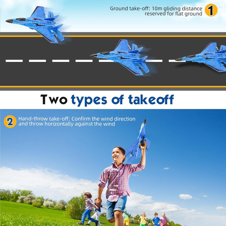 RC Plane, Remote Control Wireless Airplane Toy - RC Plane Remote Control 2CH 2.4Ghz RC Plane with Lights, Remote Control Airplanes Foam RC Fighter Airlane Jet for  Kids