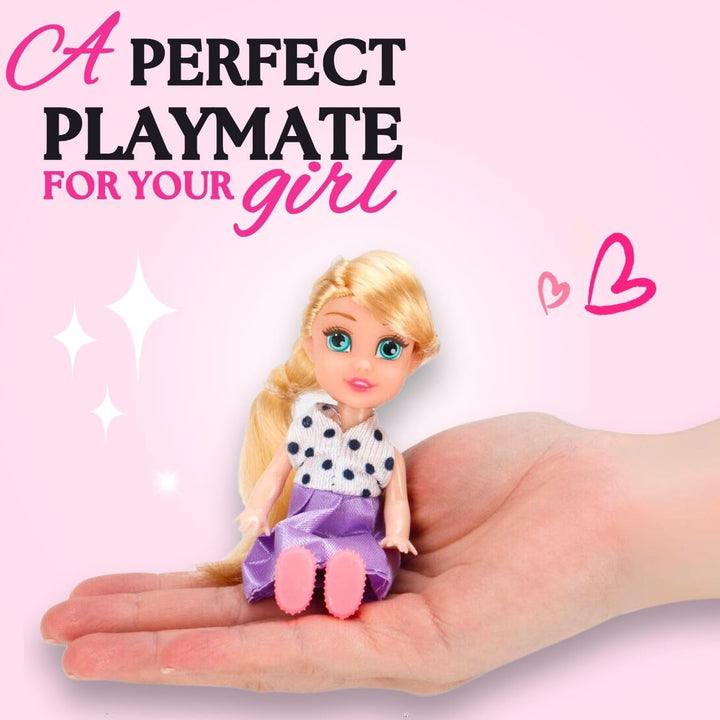 Little Royal Princess Toddler Dolls with Dresses, Girls Imaginative Pretend Play Small Dolls Party Favors Collection (6 Pack)
