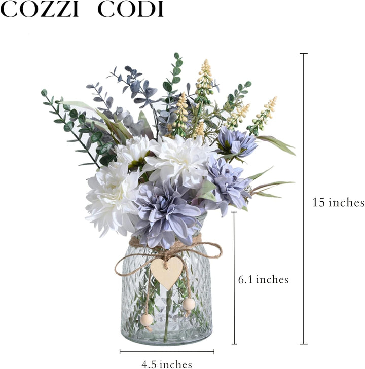 Blue Silk Flowers in Vase – Decor Piece