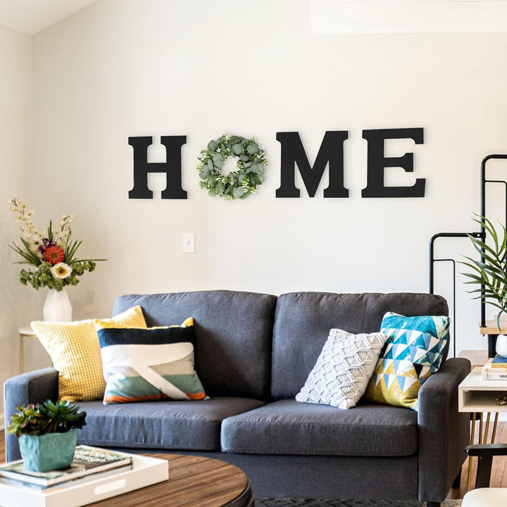 Rustic HOME Sign with Eucalyptus Wreath