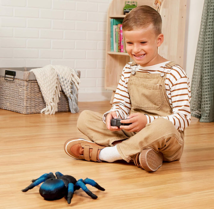 – Remote Control Spider for Kids – RC Tarantula with LED Eyes – Realistic Animal & Moving Legs – Fast-Moving & 360 Spin – Blue Tarantula – 6 Years +