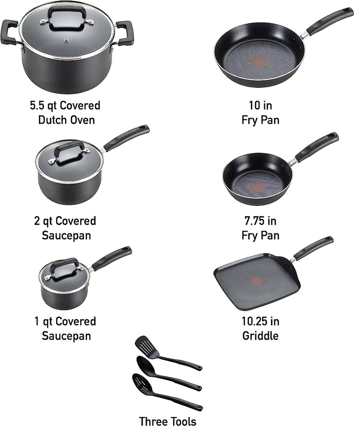 12pc Nonstick Cookware Set – Black