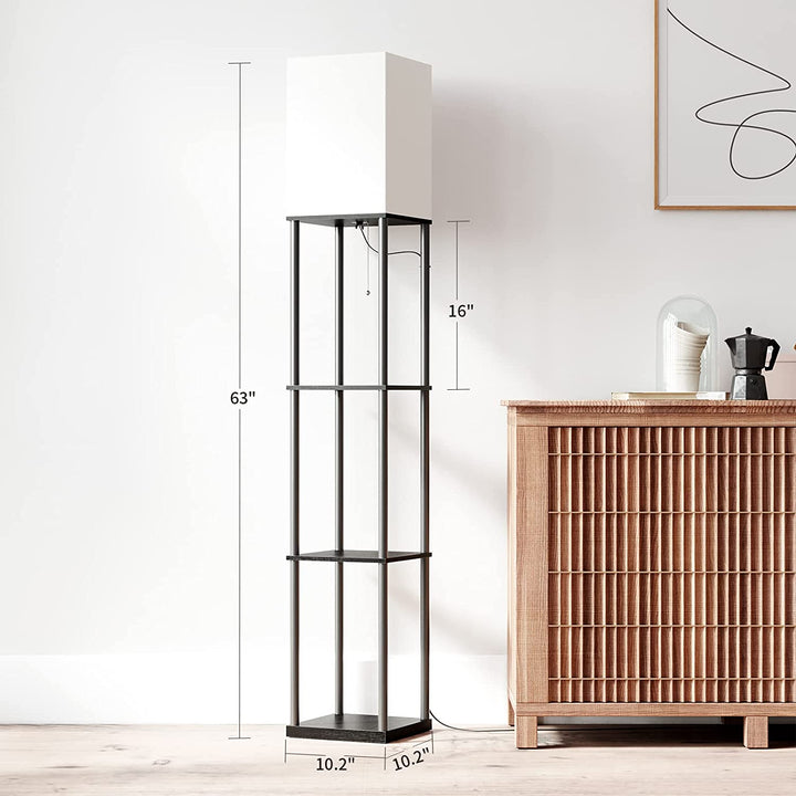 Modern Shelf Floor Lamp - Black
