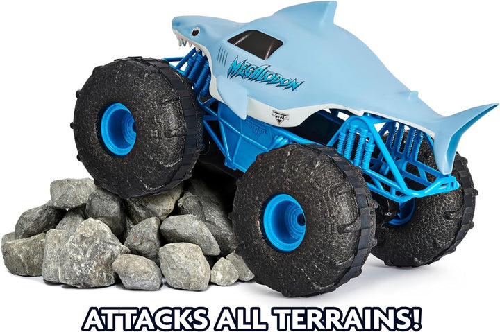 ,  Megalodon Storm All-Terrain Remote Control Monster Truck for Boys and Girls, 1:15 Scale, Kids Toys for Ages 4-6+