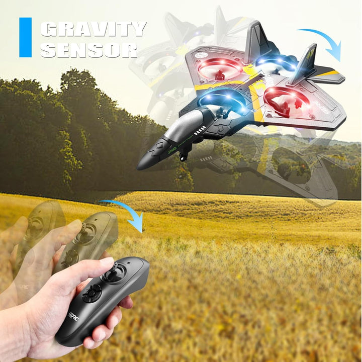 V17 Foam Remote Control Airplanes Rc Planes for Kids  4-7 8-16, Remote Control Planes Fighter Jet with Light, 360° Flip Fighter Jet Toy, Gravity Sensing, Stunt Roll, Gifts for Kids Boys