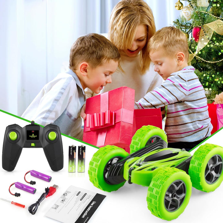 Remote Control Car, RC Cars Toys for Ages 5-7, 2.4Ghz 4WD Fast RC Car Kids Toys for Ages 8-13, Double Sided 360° Rotating Monster Truck Toys for Girls RC Truck Toy Cars for Boys