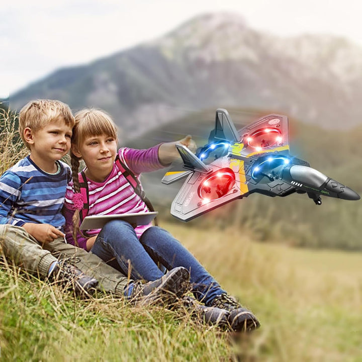 V17 Foam Remote Control Airplanes Rc Planes for Kids  4-7 8-16, Remote Control Planes Fighter Jet with Light, 360° Flip Fighter Jet Toy, Gravity Sensing, Stunt Roll, Gifts for Kids Boys