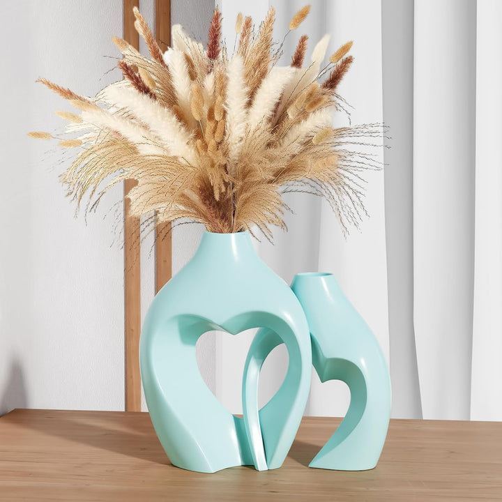 Heart Shaped Ceramic Vases Set of 2
