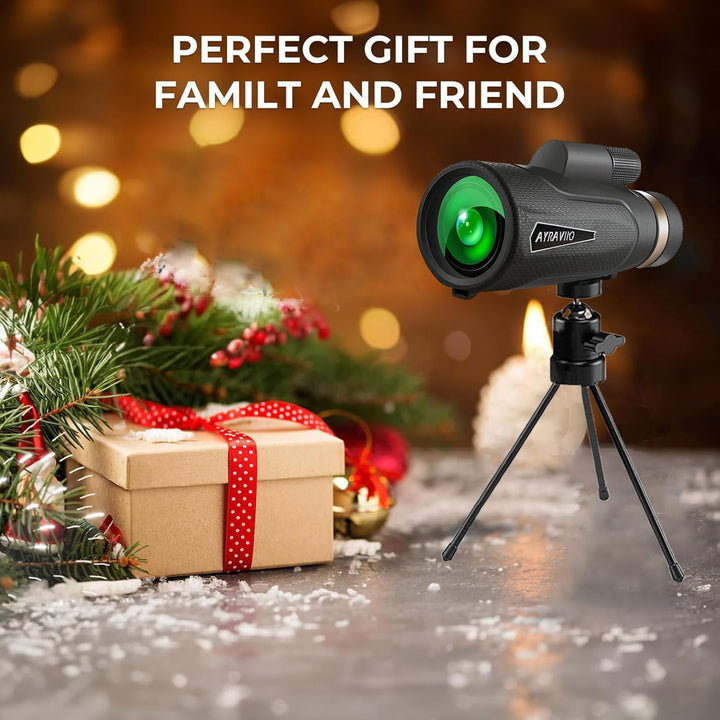 12X60 Monocular Telescope with Smartphone Holder & Upgraded Tripod, High Powered SMC & BAK4 Scope, Birthday Gifts for Men Dad Him Husband Teen, White Elephant Gift, Outdoors Survival Hiking Gear