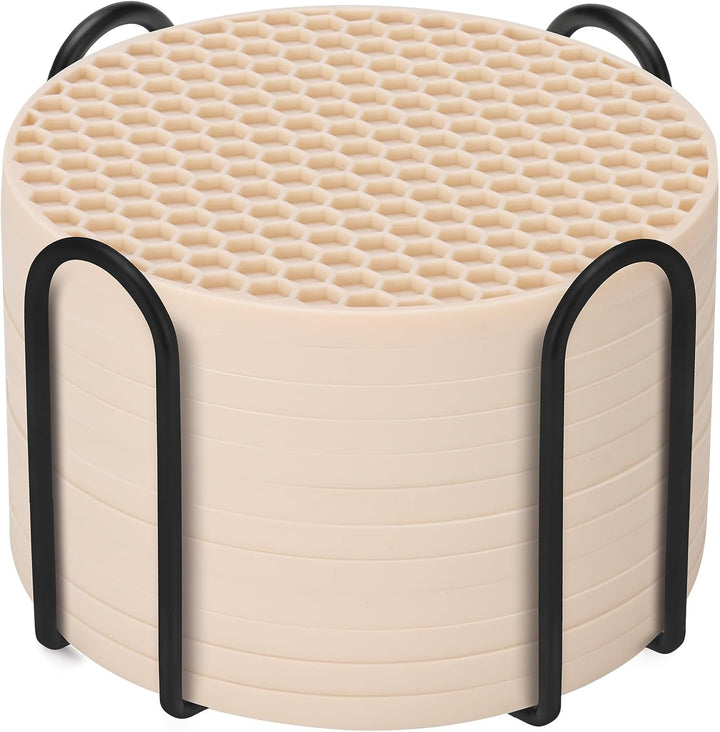 Silicone Coasters Set of 8 with Holder