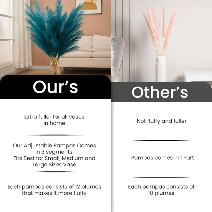 Blue Faux Pampas Grass 7PCS - 3.75Ft Decor