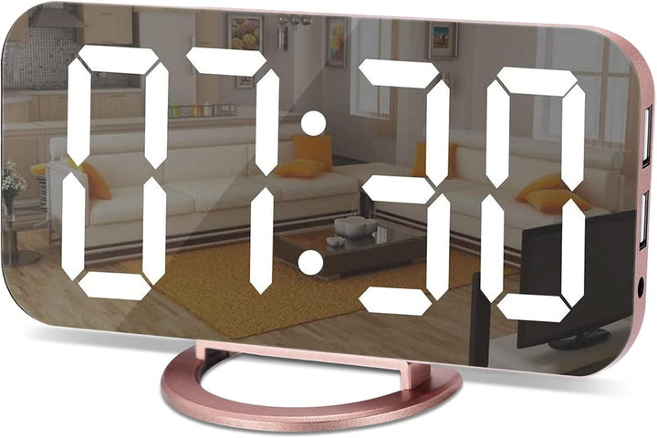 LED Mirror Alarm Clock - White
