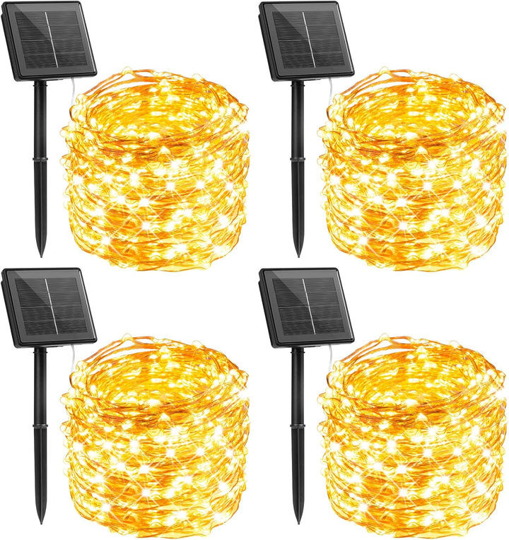 Solar String Lights for Outside, 33Ft 100 LED Outdoor Solar Fairy Lights, 8 Modes Balcony Lights for Tree Patio Christmas Party Wedding Decor (Warm White)
