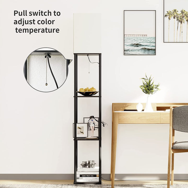 Modern Shelf Floor Lamp - Black