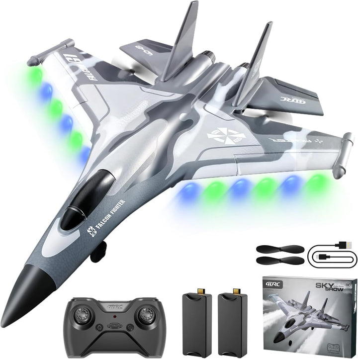 V17 Foam Remote Control Airplanes Rc Planes for Kids  4-7 8-16, Remote Control Planes Fighter Jet with Light, 360° Flip Fighter Jet Toy, Gravity Sensing, Stunt Roll, Gifts for Kids Boys