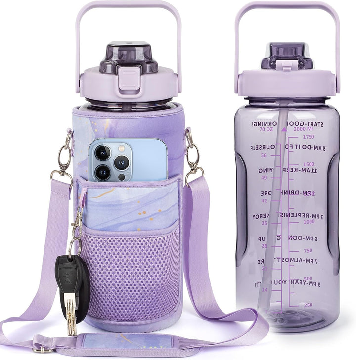 64oz Motivational Water Bottle with Sleeve