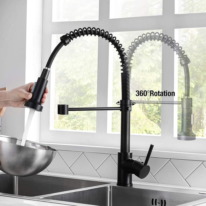 Matte Black Kitchen Faucet with Sprayer