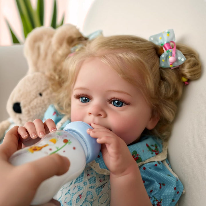 Lifelike Reborn Baby Dolls - 18 Inch Realistic-Newborn Baby Dolls Blond Girl Handmade Real Life Toddler Dolls with Clothes for Kids Age 3+