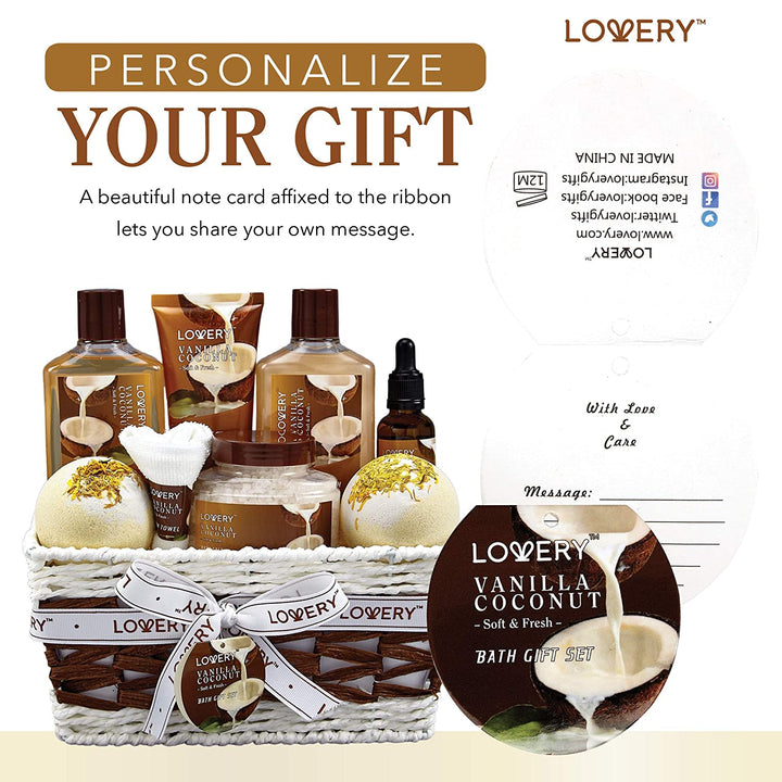 Vanilla Coconut Spa Gift Basket – 9 Pc Set