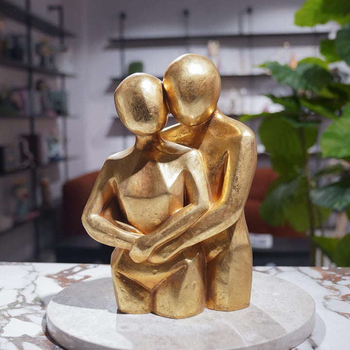 Modern Gold Hugging Couple Statue