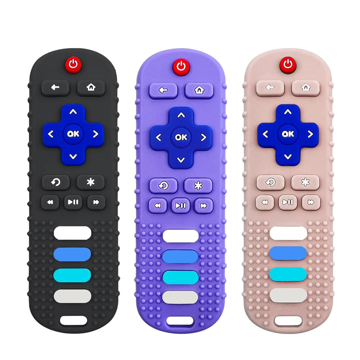 2Pcs Silicone Teething Toys, Remote Control Shape Teethers for Babies Remote Teething Toys, Silicone TV Remote Teether BPA Free/Refrigerator Safe