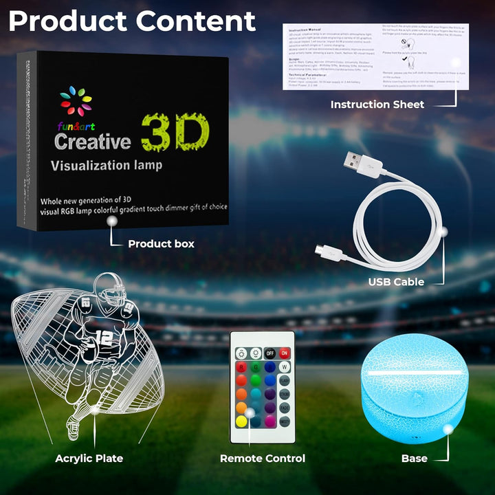 3D Football QB Night Light - 16 Colors