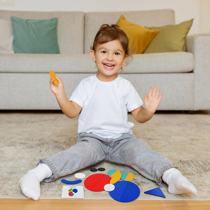Open Ended Wooden Shape Puzzles (36 Blocks&60 Cards) for Toddlers 3+ Years Old, Montessori Development Toys Preschool Education Activity  Toy Board Games for Kids 4-8 Yrs