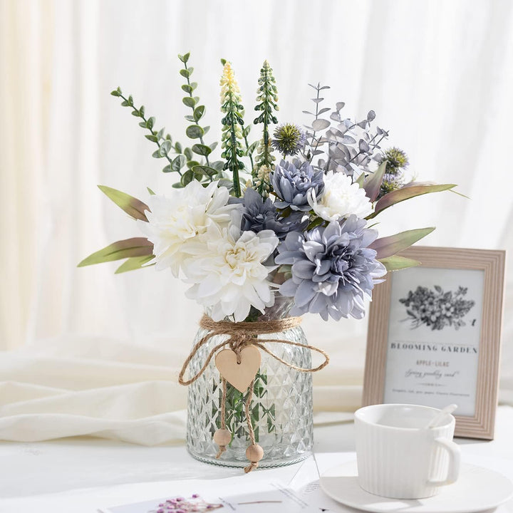 Blue Silk Flowers in Vase – Decor Piece