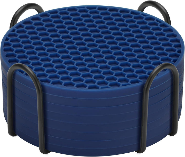 Silicone Coasters Set of 8 with Holder