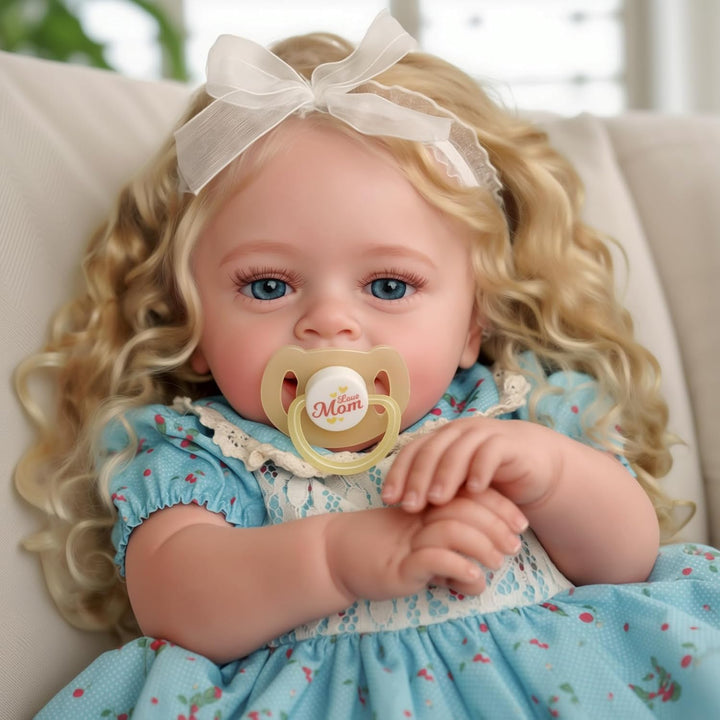 Lifelike Reborn Baby Dolls - 18 Inch Realistic-Newborn Baby Dolls Blond Girl Handmade Real Life Toddler Dolls with Clothes for Kids Age 3+