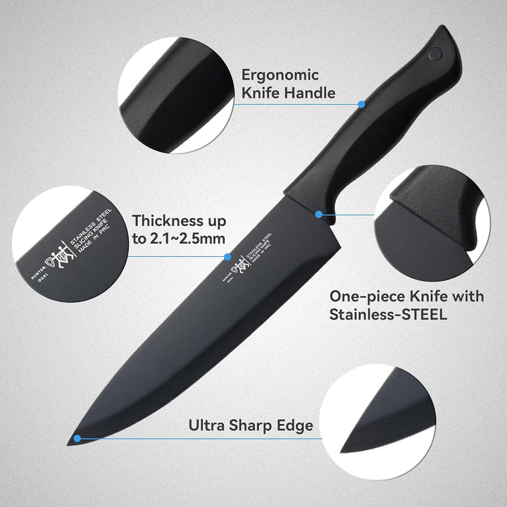 15-Pc Self-Sharpening Kitchen Set, Black