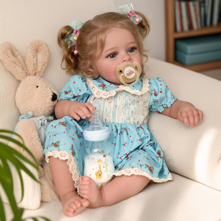 Lifelike Reborn Baby Dolls - 18 Inch Realistic-Newborn Baby Dolls Blond Girl Handmade Real Life Toddler Dolls with Clothes for Kids Age 3+