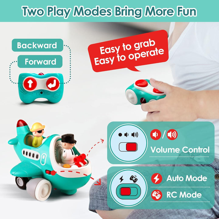 Baby Airplane Toys, Cool Remote Control Plane Toy for Toddlers 2-3, Infant Music RC Helicopter W/Light Sound, Easter Birthday Gift for 18 24 Month 2 3 4 Year Old Boy Girl Kids Children