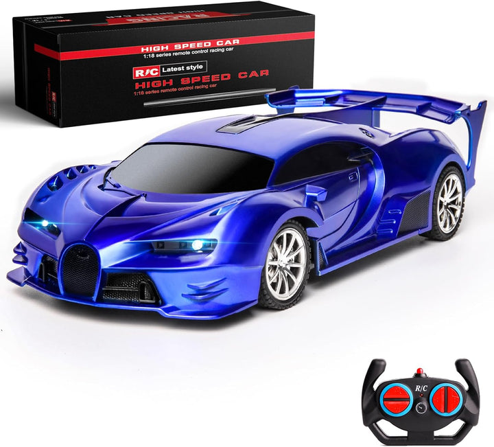 Remote Control Car Rechargeable High Speed 1/18 RC Cars Toys for Boys Girls Vehicle Racing Hobby with Headlight Christmas Birthday Gifts for Kids (Red)