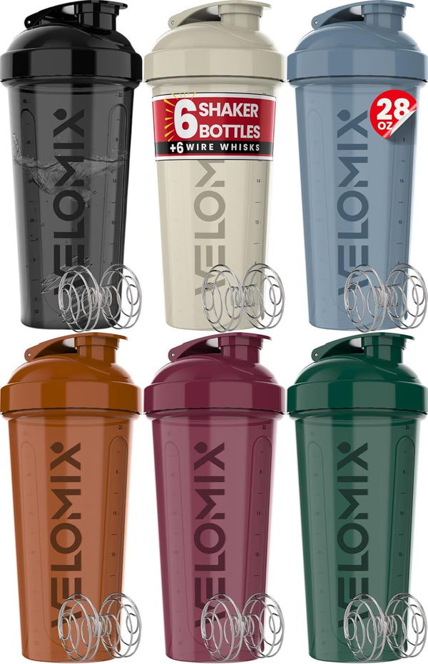 6-Pack Protein Shaker Bottles 28oz Leak Proof