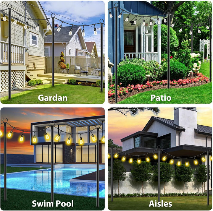 10Ft Outdoor String Light Poles 4Pk