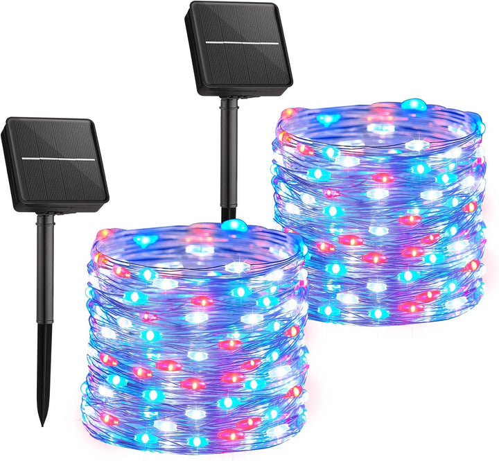 Solar String Lights for Outside, 33Ft 100 LED Outdoor Solar Fairy Lights, 8 Modes Balcony Lights for Tree Patio Christmas Party Wedding Decor (Warm White)