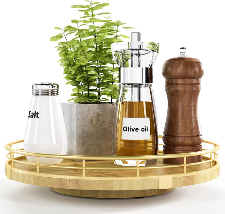 Farmhouse Oak 9" Lazy Susan Organizer